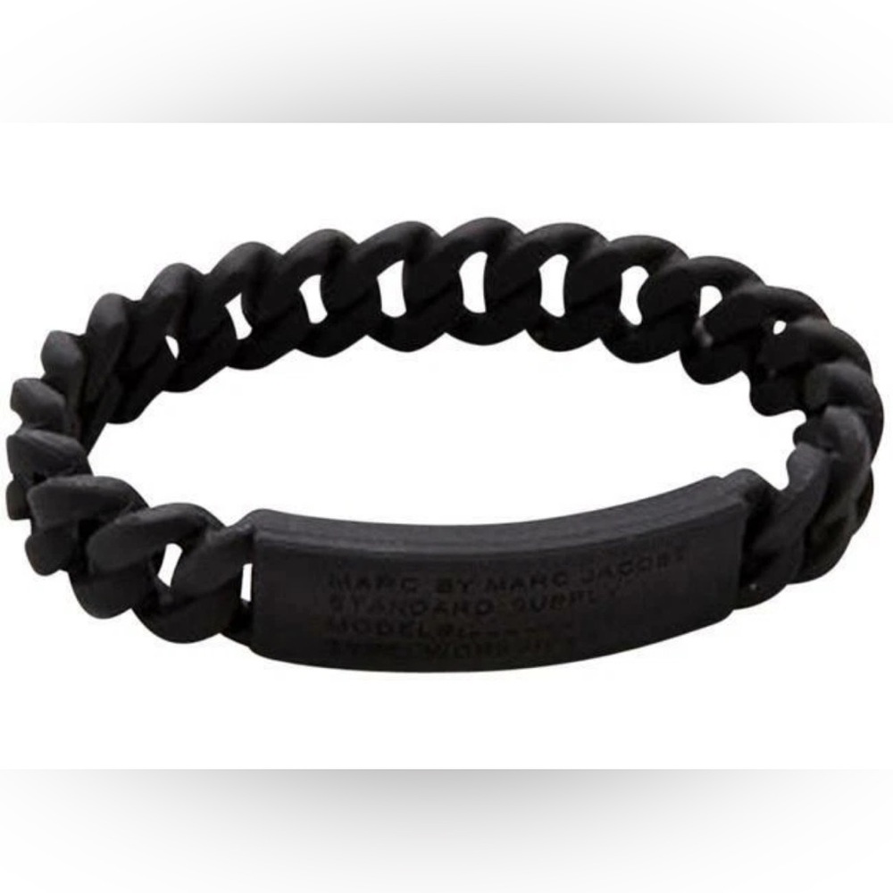 NWT Marc by Marc Jacobs Black Braided Silicon Rubber Chain Bracelet